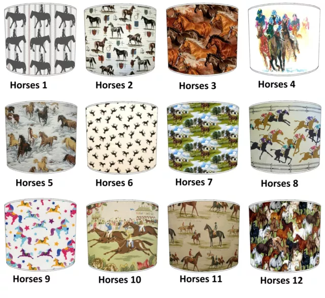 Horses Equestrian Tack Room Lamp shades Ideal To Match Wallpaper Rolls & Sheets