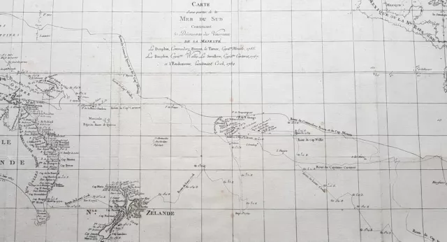 1774 Captain James Cook Large Antique Map of Australia & South Seas 1765-71 2