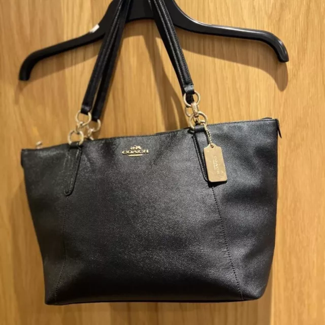Coach crossgrain ava discount tote shoulder bag black
