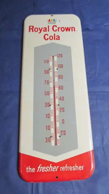 Vintage RC ROYAL CROWN COLA Thermometer Tin Soda Sign ~ BEAUTIFUL COLORS ~ LQQK!