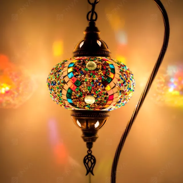 Lampada tavolo a collo di cigno a mosaico Tiffany fatta a mano turca marocchina 3