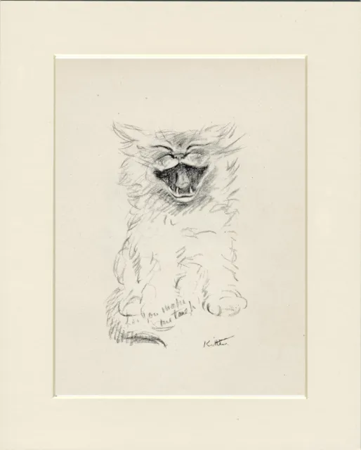 Very Happy Cat Lovely Original Old 1946 Cat Art Print By Lucy Dawson  Mounted