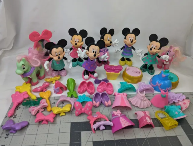 Fisher Price Minnie Mouse Figures Snap Lock Dolls Lot Clothes Horse Accessories