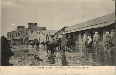 CPA AK Inondation CASABLANCA Rue du Général Drude MAROC (23082)