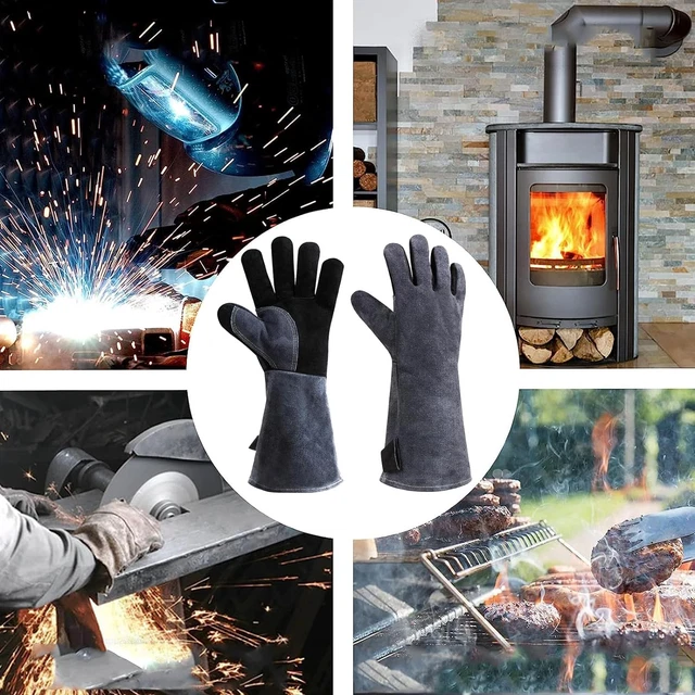 HEAVY DUTY WOOD Burner Stove Gloves Fireplace Heat Resistant Fire