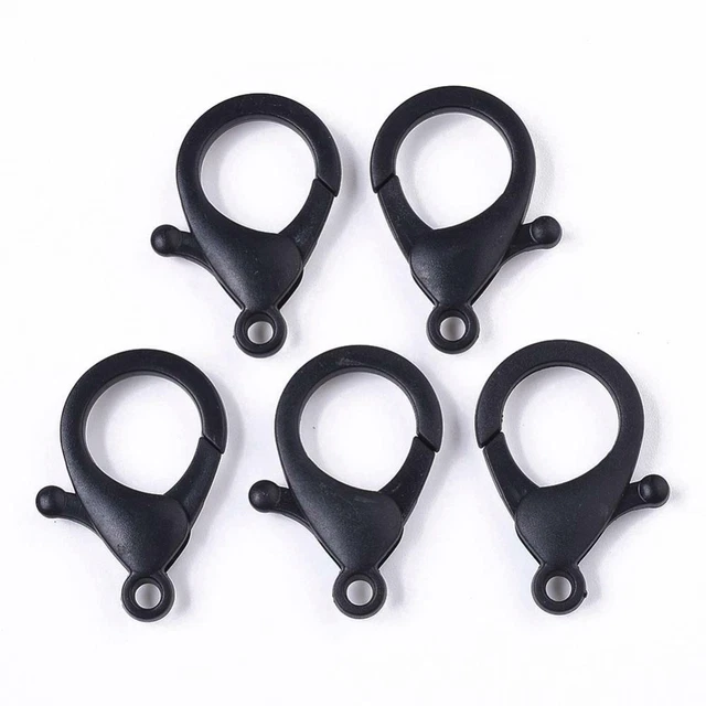15 Pcs Black Plastic Lobster Claw Clasps Clips Bag Hook Findings Keychain DIY