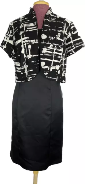 Jessica Howard Women's Evening Dress & Jacket Set Black Satin Size 14