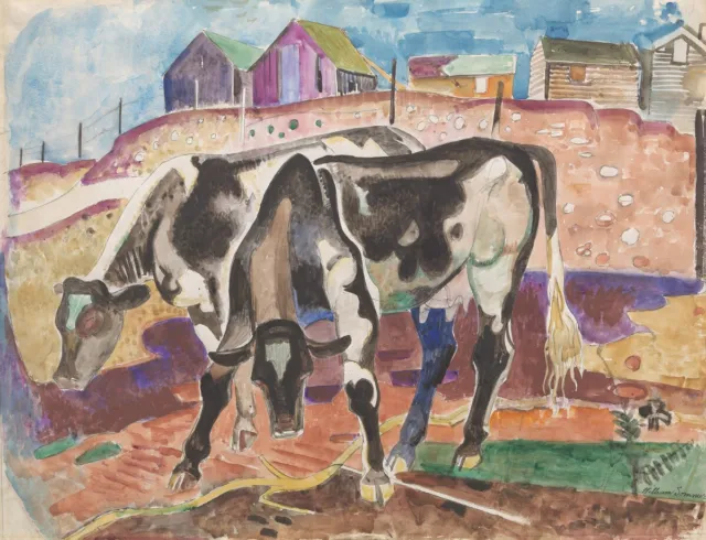 Two Cows : William Sommer : Archival Quality Art Print