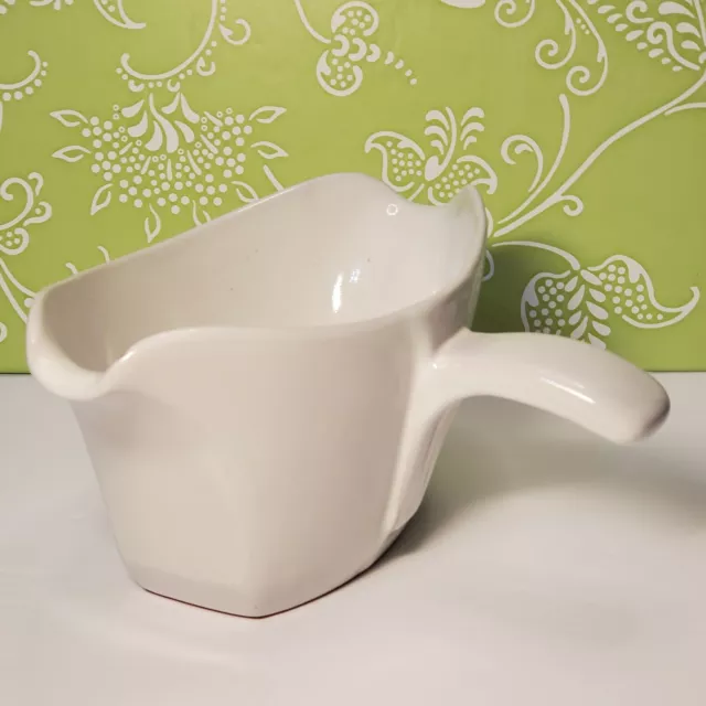 Frankoma 6S Creamy WHITE Pottery Gravy Boat Double Spouted MCM Vintage Detailing