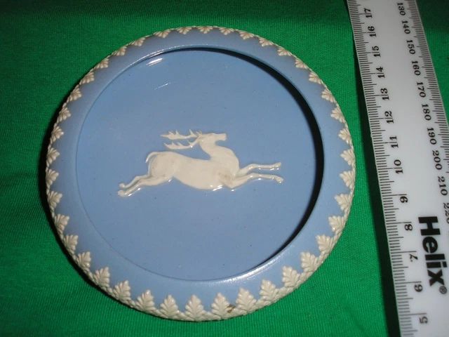 Jasper Ware Dudson Hanley Blue STAG Trinket Pin Dish.   Made in England 2