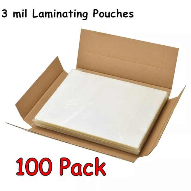 3 Mil Thermal Laminating Pouches 100 Pack 9" x 11.5" Letter Laminator Sheets