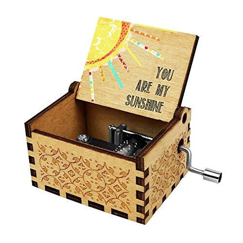 Wood Music Box for Wife/Daughter/Son - Laser Engraved You are My Sunshine