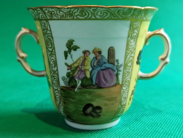 Rare collectible Helena Wolfsohn Augustus Rex twin-handled teacup, 19thC, VGC