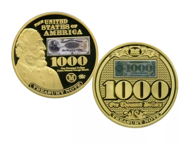 1890 $1000 Treasury Note Commemorative Medal Coin Proof Lucky Money $99.95