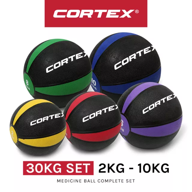 CORTEX 2kg to 10kg Medicine Ball Set Package (Total 30kg, 2kg-4kg-6kg-8kg-10kg)