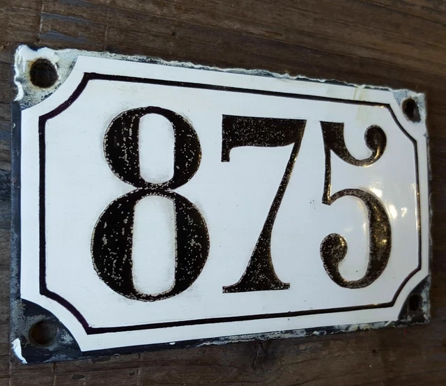 ANTIQUE FRENCH 875 enamel house number sign for door gate portal entry