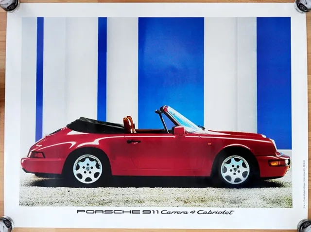 original Porsche Plakat Poster Porsche 911  Carrera 4 Cabriolet 1989 erster 964