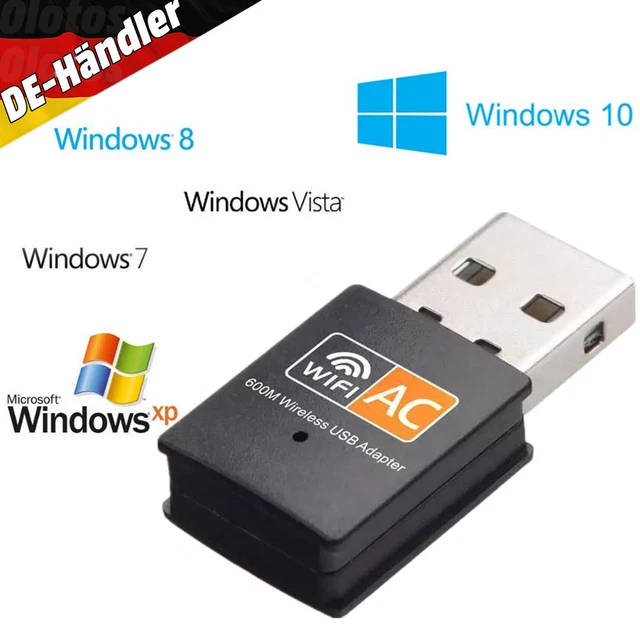 DUAL BAND USB WiFi 802.11AC Adapter AC 2.4G 5G 600Mbit Network Dongle ...