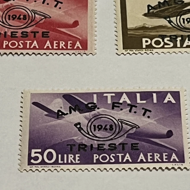 Rare 1948 Trieste Italy Stamps Set #C17-19 Amg Ftt Overprint Mint Og 3