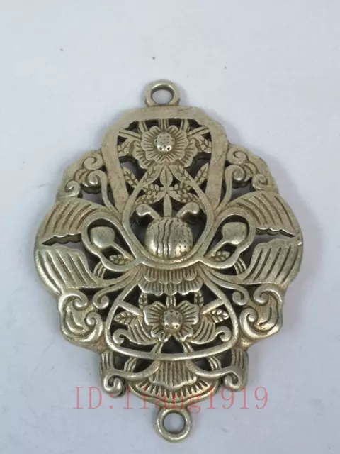 Collection Old Chinese Tibet Silver Handmade Auspicious Flower Pendant Amulet