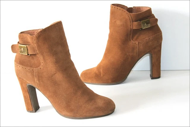 SCHOLL  Bottines Boots Daim Marron Clair Hauts Talons T 40 TBE