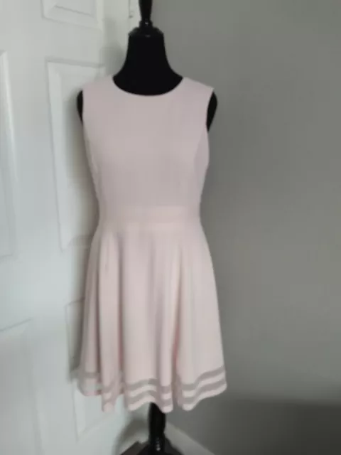 Calvin Klein Size 14 Sleeveless Pink Fit And Flare Dress