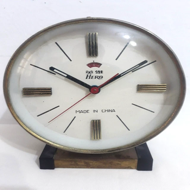 HERO VINTAGE METAL Wind Up Alarm Clock China WindUp mechanical Works