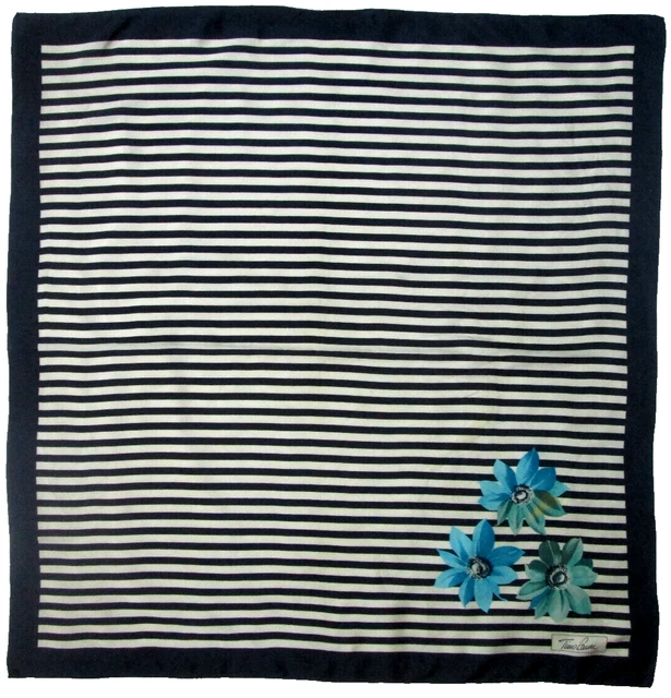 Foulard En Soie Tino Lauri - Vintage, 84x90cm, Couleur Bord Marron