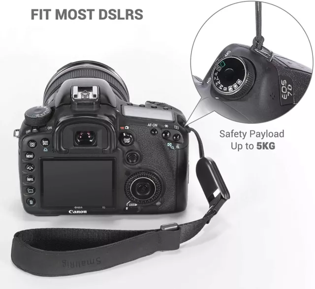 SmallRig Universal Camera Hand Wrist Strap Compatible with DSLR/SLR Camera Black 3