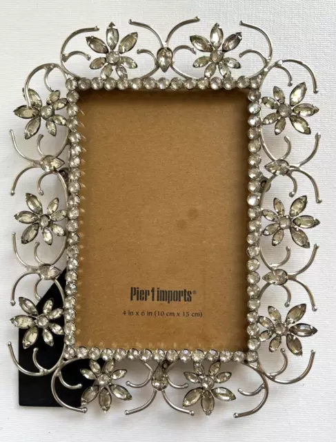 Pier 1 Imports Floral Bejeweled 4" x 6" Metal Picture Frame