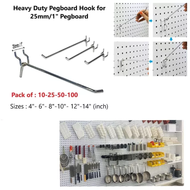 Heavy Duty PEGBOARD PEG Board Wall PEGBOARD 1"|25MM in 6 Sizes