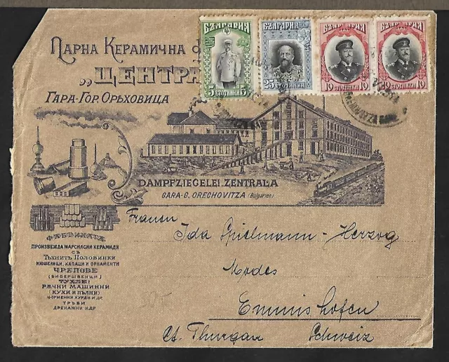 Bulgaria To Switzerland Illustrated Advertising Cover 1914