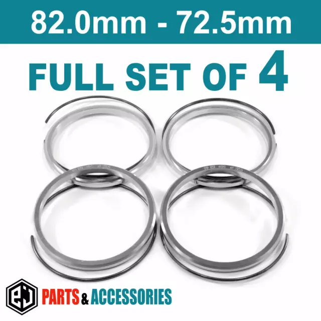 82.0-72.5 Spigot Rings Hub Rings FULL SET aluminium spacers rings for BBS wheels
