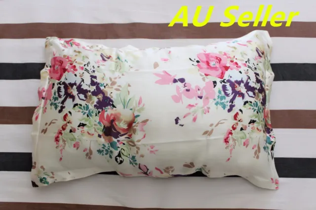 100% Mulberry Pure Silk Pillowcase cover 25 momme Pillow case Cream Floral