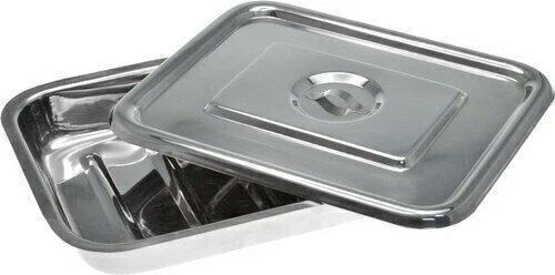 Stainless Steel Surgical Instrument Tray With Lid 10" X 8" X 2"