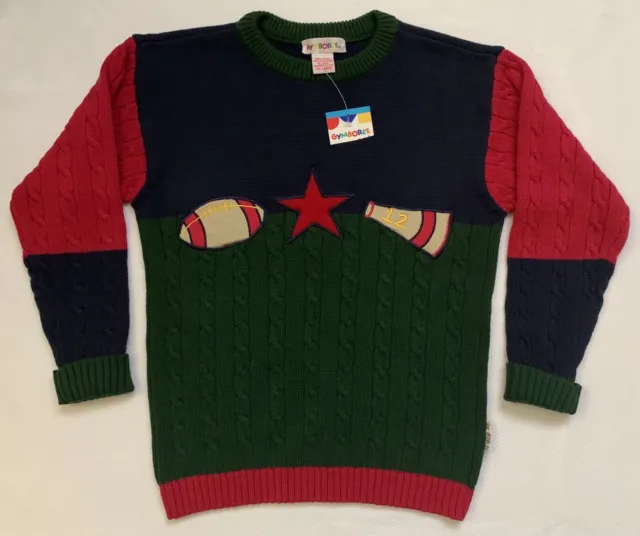 Vintage Gymboree Rainbow Tag Boy's Knit Sweater Pullover Colorblock XXL 6-7 New
