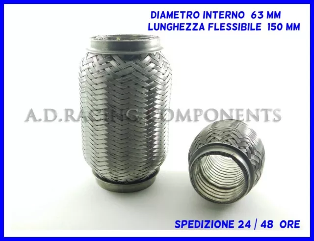 Tubo Flessibile marmitta per auto gas 63 scarico acciaio inox giunto universale