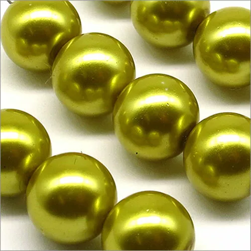 Lot de 10 Perles Nacrées en Verre 12mm Vert Olive