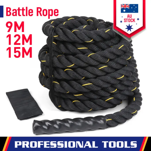 9M/12M/15M Battle Rope 38MM Diameter Heavy Jump Rope Home Gym Strength Training