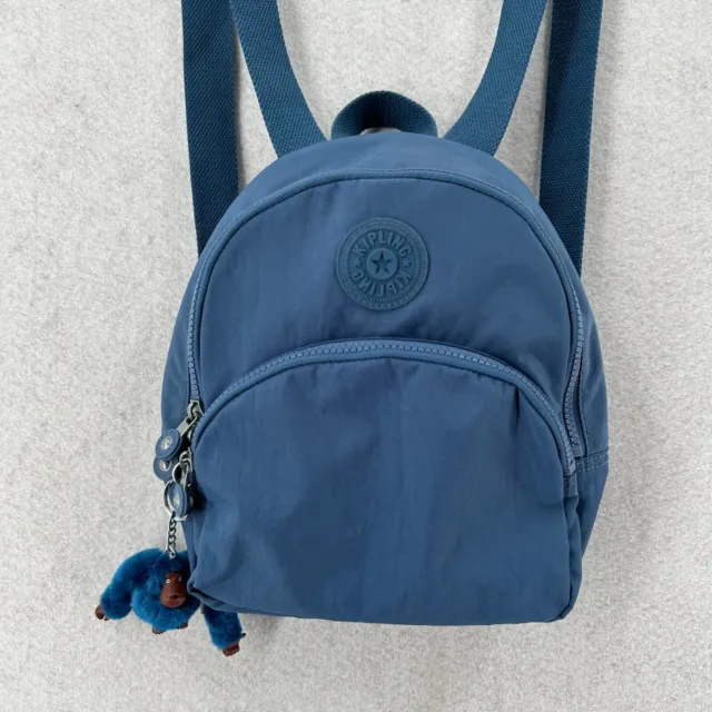 Kipling Mini Backpack Blue Zippered Nylon Monkey