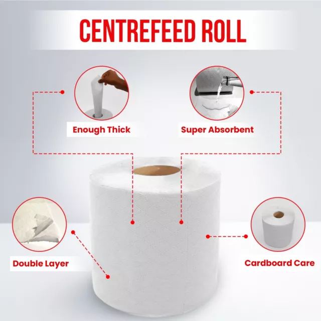 Centrefeed Blue White Rolls 2ply Embossed Kitchen Hand Wipes Paper Towel Tissue 2