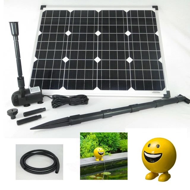 50W SOLAR TEICHPUMPE Wasserspeier Emoji Gartenteich Teich Pumpe