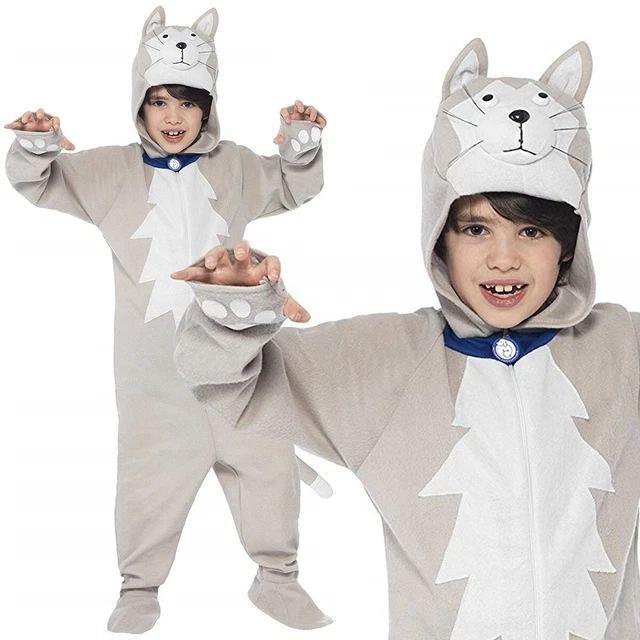 Costume abito elegante per ragazzi ragazze cani Battersea gatto grigio libro animale settimana