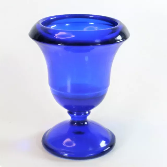 Cobalt Blue Pedestal Candle Holder Vintage Glass Votive Tea Light or Bud Vase