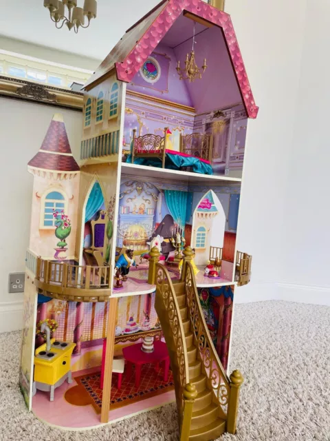 DISNEY PRINCESS BELLE Enchanted Wooden Dollhouse with Furniture £70.00 ...