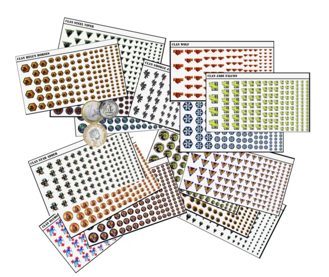 Battletech Std Waterslide Decals - 120+ Clans