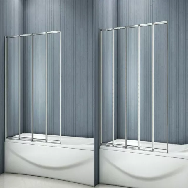 Aica 4 / 5 Fold Over Bath Folding Shower Screen 4mm Glass Reversible Door Panel