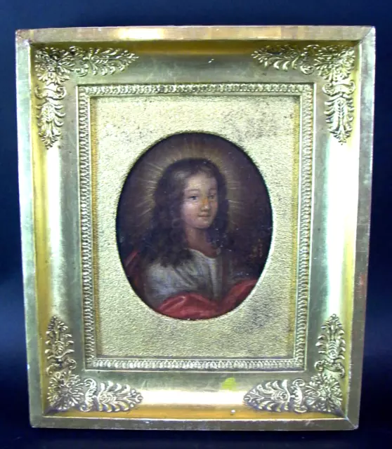 barockes Ölgemälde 17./18. Jhd. - Portrait JUNGER HEILIGER mit rotem Umhang