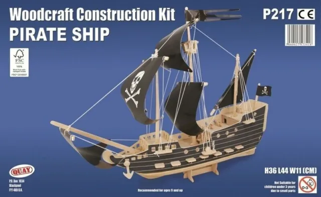 PIRATE SHIP Woodcraft Construction Kit - 3D Wooden Model Puzzle (R)