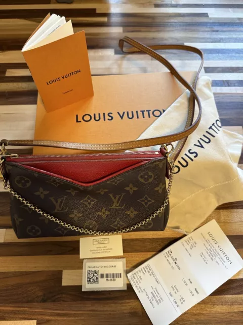 Authentic Louis Vuitton Classic Monogram Red Pallas Clutch Bag – Paris  Station Shop